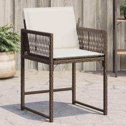 Chaises de jardin avec coussins lot de 4 marron r&eacute;sine tress&eacute;e