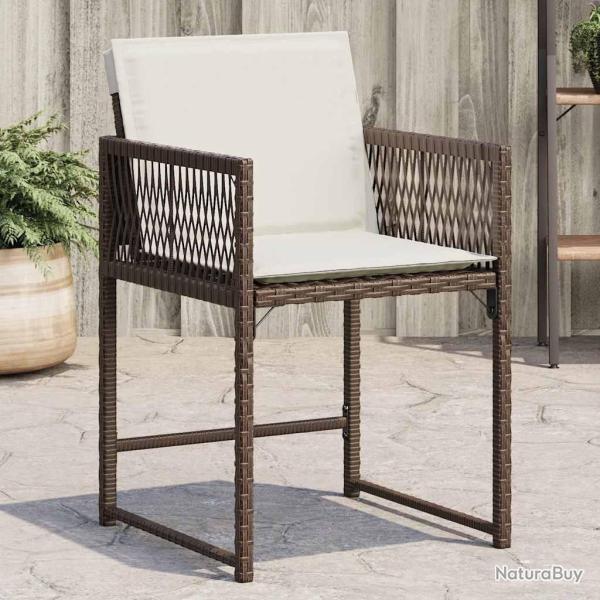 Chaises de jardin avec coussins lot de 4 marron r�sine tress�e