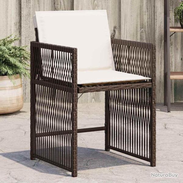 Chaises de jardin avec coussins lot de 4 marron r�sine tress�e