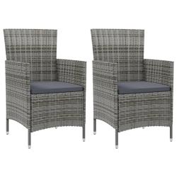 Chaises de jardin avec coussins lot de 2 R&eacute;sine tress&eacute;e Gris