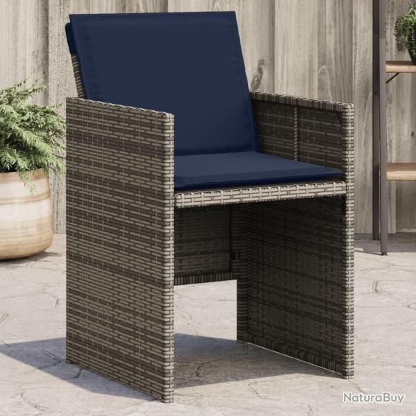 Chaises de jardin avec coussins lot de 4 gris rsine tresse alsavelo