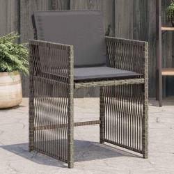 Chaises de jardin avec coussins lot de 4 gris r&eacute;sine tress&eacute;e