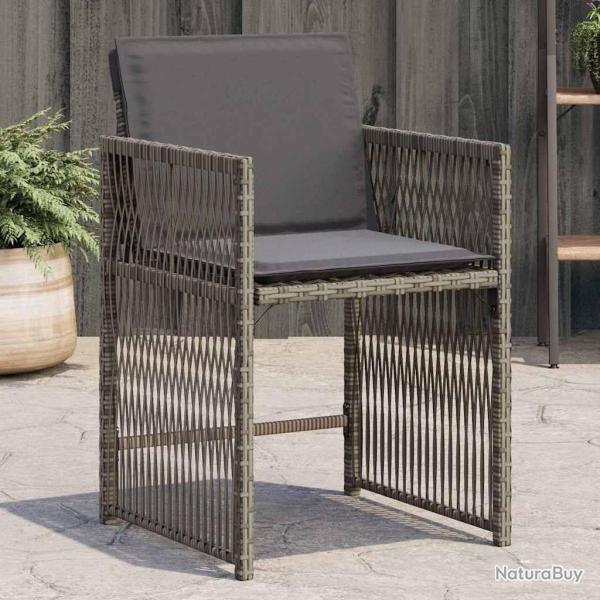 Chaises de jardin avec coussins lot de 4 gris r�sine tress�e