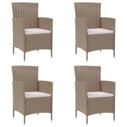 Chaises de jardin avec coussins lot de 4 R&eacute;sine tress&eacute;e Beige