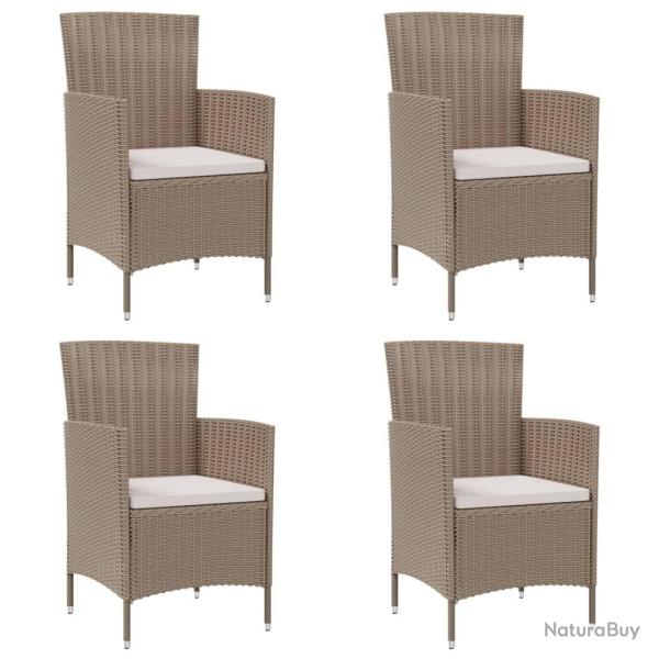 Chaises de jardin avec coussins lot de 4 R�sine tress�e Beige