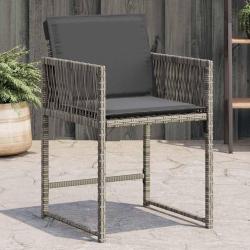 Chaises de jardin avec coussins lot de 4 gris r&eacute;sine tress&eacute;e