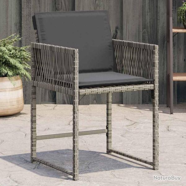 Chaises de jardin avec coussins lot de 4 gris r�sine tress�e