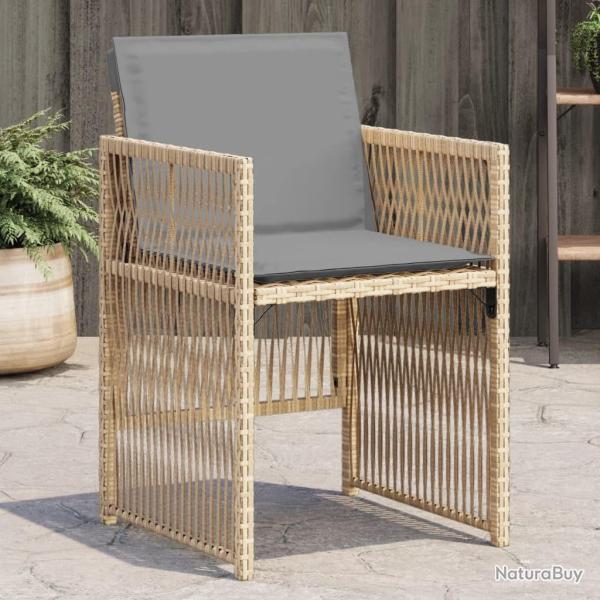 Chaises de jardin avec coussins lot de 4 m�lange beige
