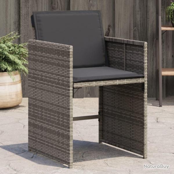 Chaises de jardin avec coussins lot de 4 gris r�sine tress�e