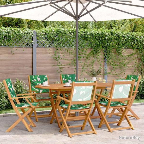 Chaises de jardin pliantes lot de 6 vert tissu et bois massif alsavelo