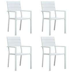 Chaises de jardin lot de 4 Blanc PEHD Aspect de bois
