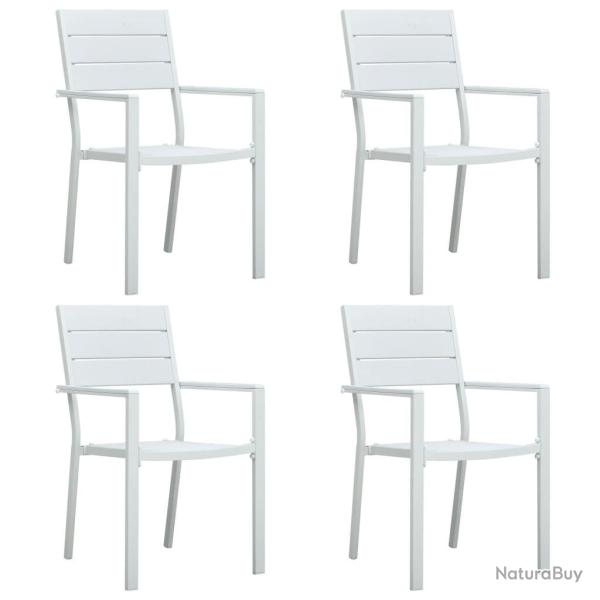 Chaises de jardin lot de 4 Blanc PEHD Aspect de bois
