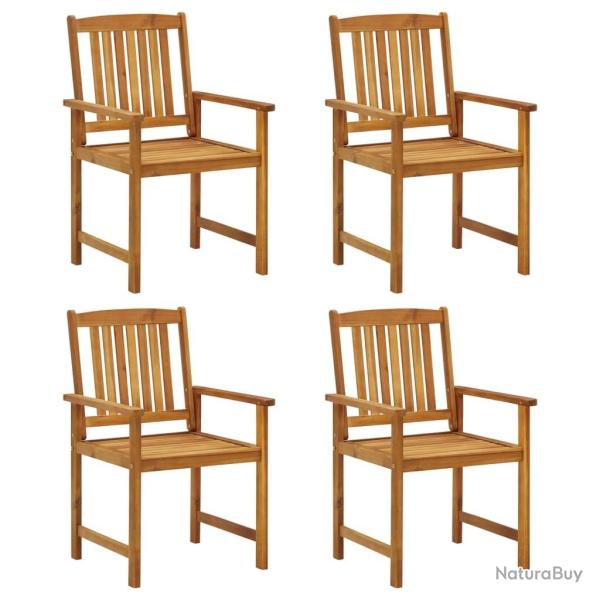 Chaises de jardin lot de 4 Bois d'acacia solide