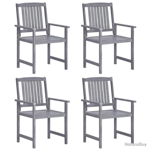 Chaises de jardin lot de 4 Bois massif d'acacia Gris alsavelo