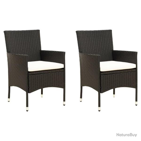 Chaises de jardin lot de 2 avec coussins Rsine tresse Noir alsavelo