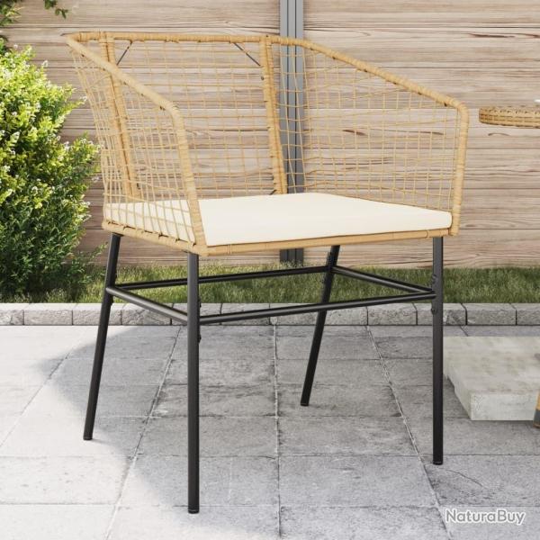 Chaises de jardin lot de 2 et coussins marron rotin
