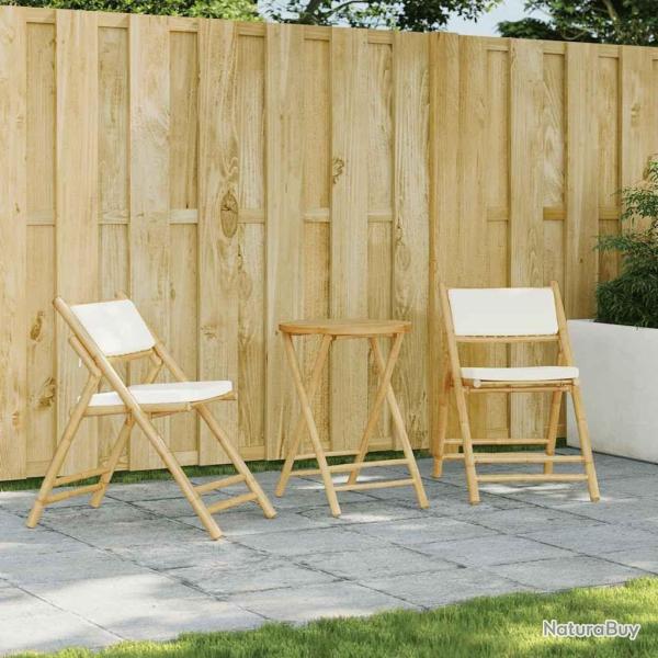 Chaises de bistro pliantes lot de 2 et coussins blanc cr�me