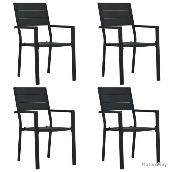 Chaises de jardin lot de 4 Noir PEHD Aspect de bois alsavelo