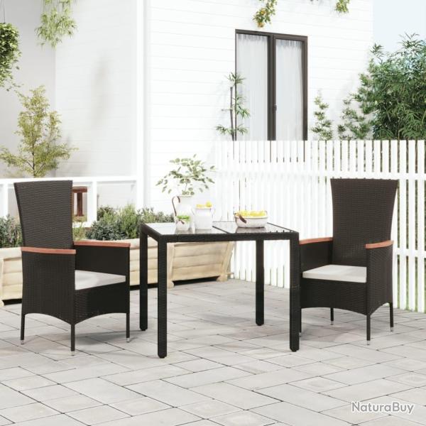 Chaises de jardin lot de 2 avec coussins R�sine tress�e Noir