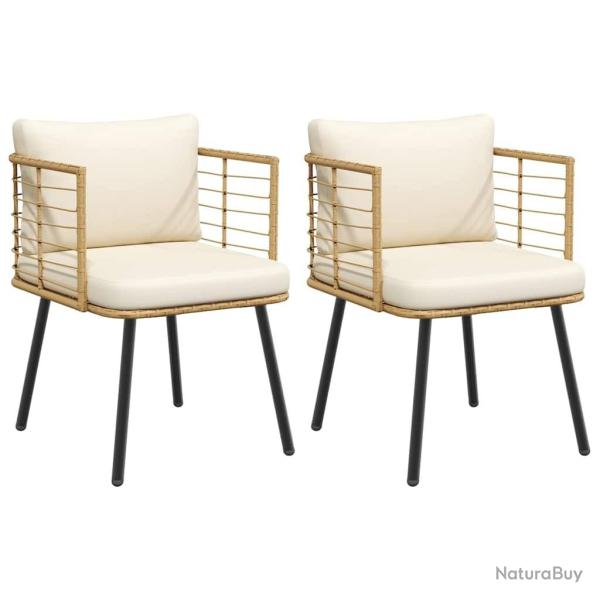 Chaises de jardin lot de 2 avec coussins naturel r�sine tress�e