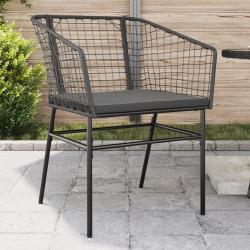 Chaises de jardin lot de 2 avec coussins noir r&eacute;sine tress&eacute;e
