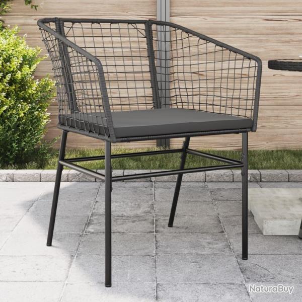 Chaises de jardin lot de 2 avec coussins noir r�sine tress�e