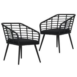 Chaises de jardin lot de 2 avec coussins R&eacute;sine tress&eacute;e Noir