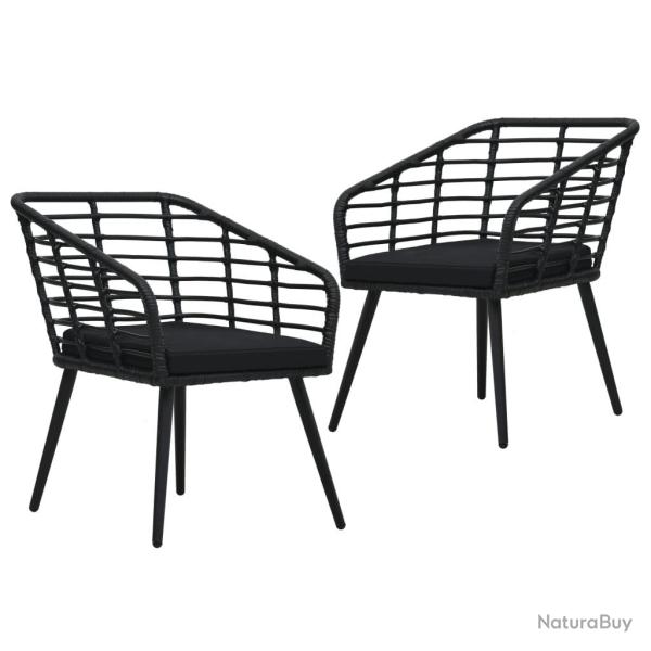 Chaises de jardin lot de 2 avec coussins R�sine tress�e Noir