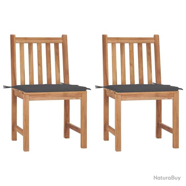 Chaises de jardin lot de 2 avec coussins Bois de teck massif alsavelo