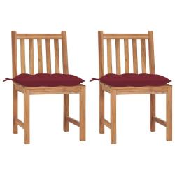 Chaises de jardin lot de 2 avec coussins Bois de teck massif