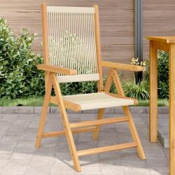 Chaises de jardin lot de 2 beige bois d'acacia et polypropyl&egrave;ne
