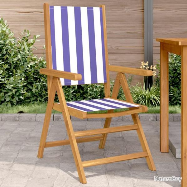 Chaises de jardin lot de 2 bleu/blanc bois acacia massif tissu