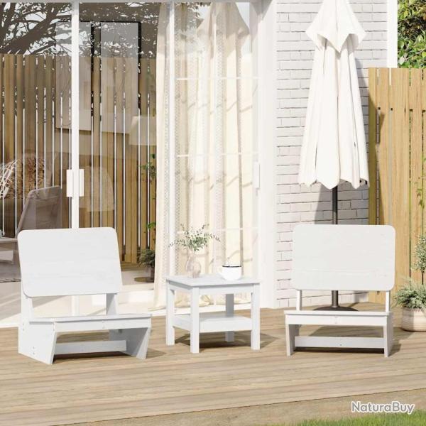 Chaises de jardin lot de 2 blanc 60x64x70,5 cm bois massif pin alsavelo