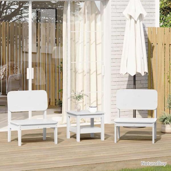 Chaises de jardin lot de 2 blanc 60x52,5x72 cm bois massif pin alsavelo