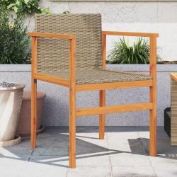 Chaises de jardin lot de 2 beige r&eacute;sine tress&eacute;e et bois massif