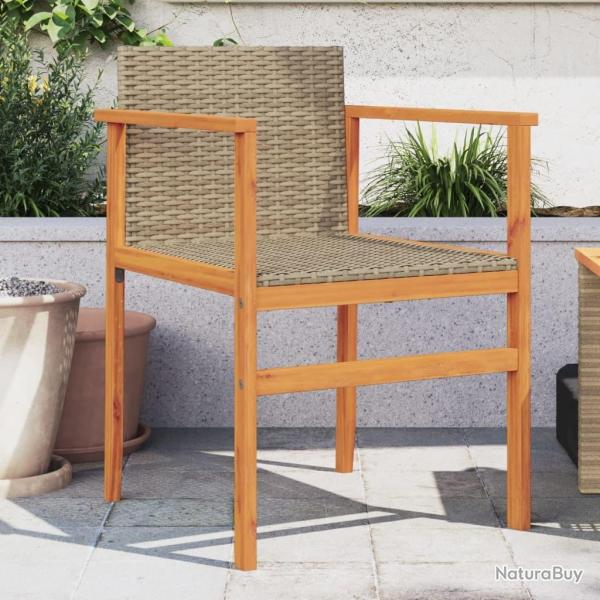 Chaises de jardin lot de 2 beige r�sine tress�e et bois massif
