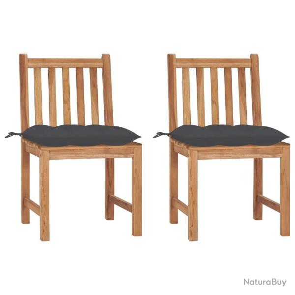 Chaises de jardin lot de 2 avec coussins Bois de teck massif alsavelo