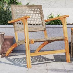 Chaises de jardin lot de 2 beige r&eacute;sine tress&eacute;e bois d'acacia