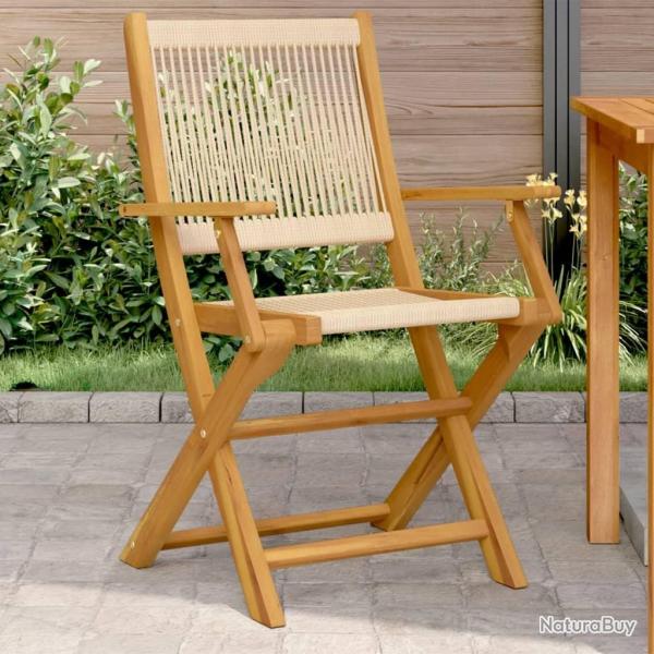 Chaises de jardin lot de 2 beige bois d'acacia et polypropyl�ne