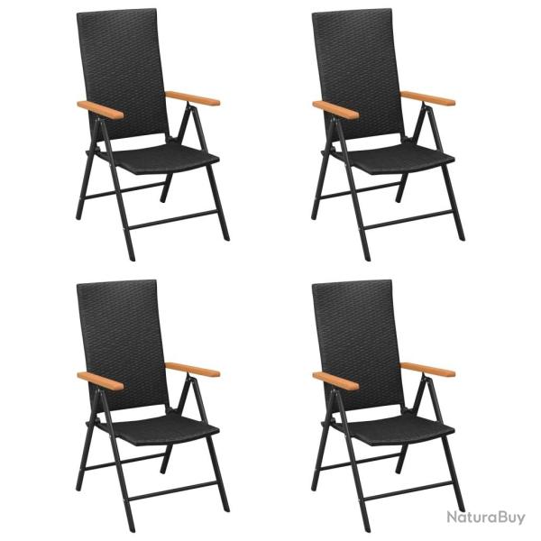 Chaises de jardin lot de 4 R�sine tress�e Noir