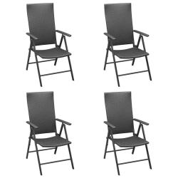 Chaises de jardin lot de 4 R&eacute;sine tress&eacute;e Noir