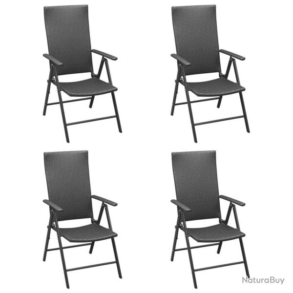 Chaises de jardin lot de 4 R�sine tress�e Noir