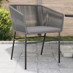 Chaises de jardin lot de 2 avec coussins gris r&eacute;sine tress&eacute;e