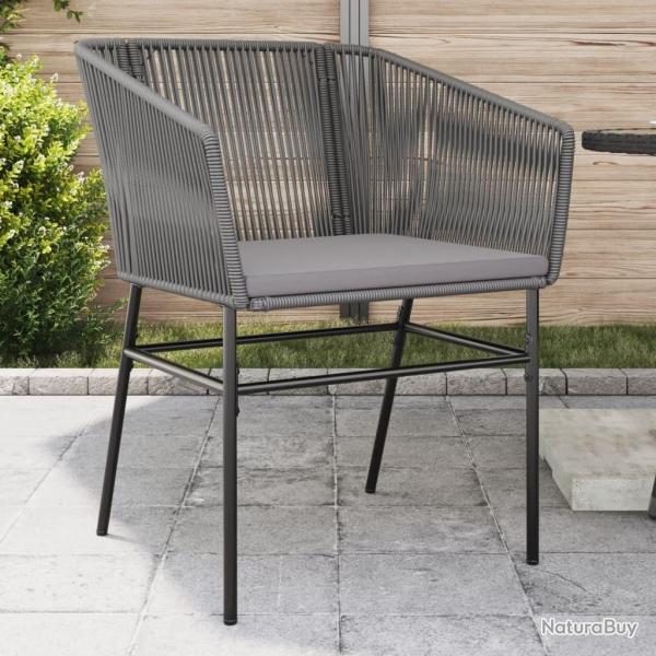 Chaises de jardin lot de 2 avec coussins gris r�sine tress�e