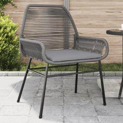 Chaises de jardin lot de 2 avec coussins gris r&eacute;sine tress&eacute;e