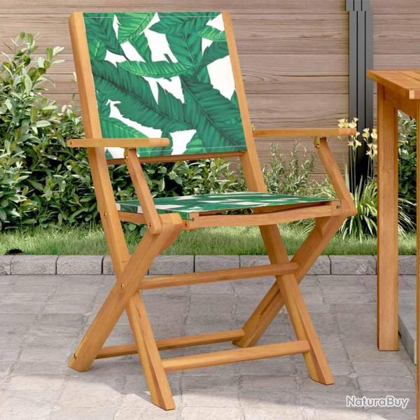 Chaises de jardin lot de 2 motif de feuilles acacia et tissu alsavelo