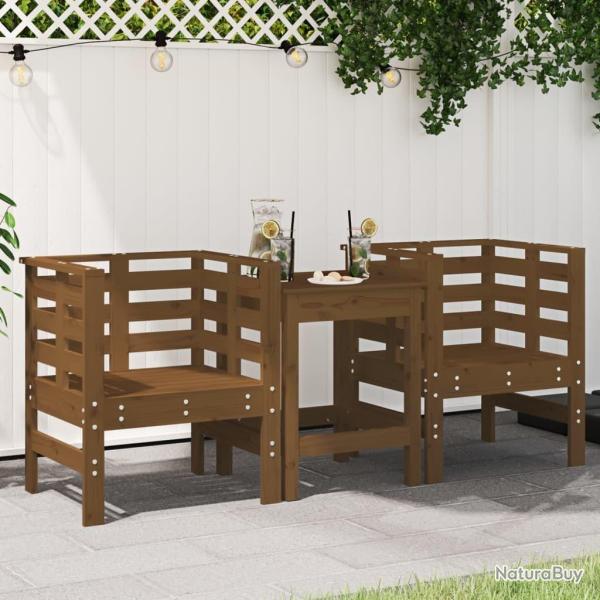Chaises de jardin lot de 2 marron miel 61,5x53x71 cm pin massif alsavelo