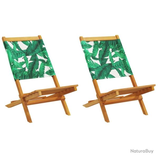 Chaises de jardin lot de 2 motif de feuilles acacia et tissu alsavelo