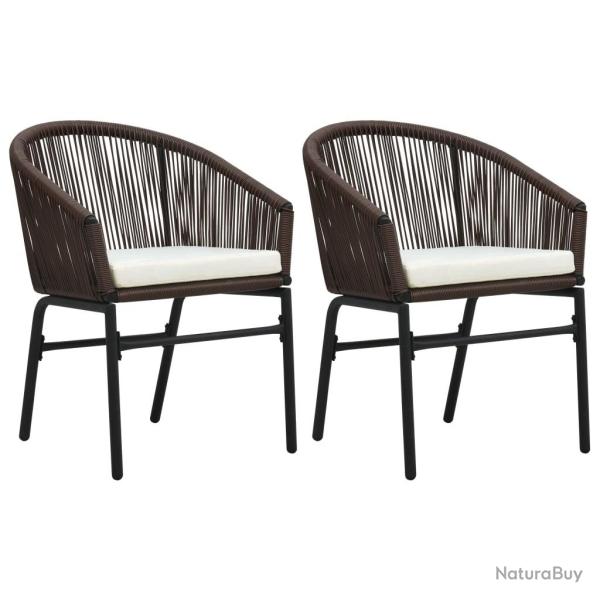 Chaises de jardin lot de 2 Marron Rotin PE alsavelo