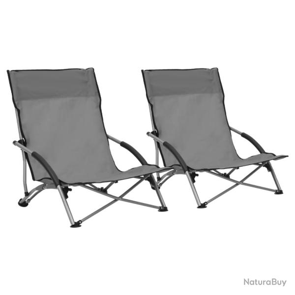 Chaises de plage pliables lot de 2 Gris Tissu alsavelo